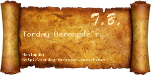 Torday Berengár névjegykártya